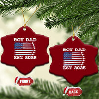 Boy Dad Est 2025 Ceramic Ornament Newborn Daddy Father Baby Boy Son USA Flag Fighter Jets - Wonder Print Shop