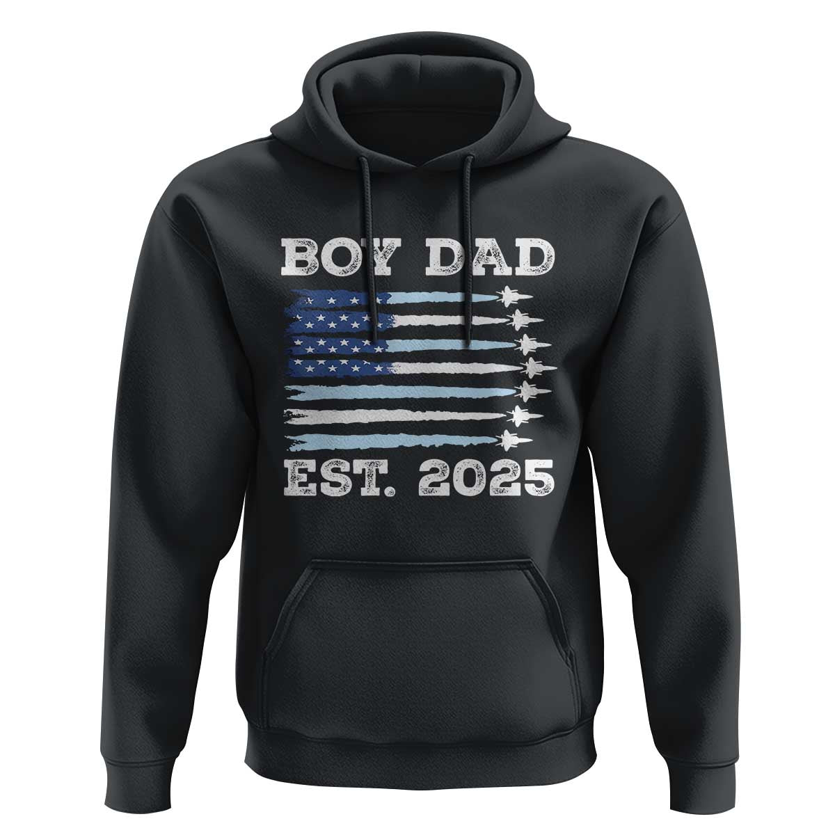Boy Dad Est 2025 Hoodie Newborn Daddy Father Baby Boy Son USA Flag Fighter Jets