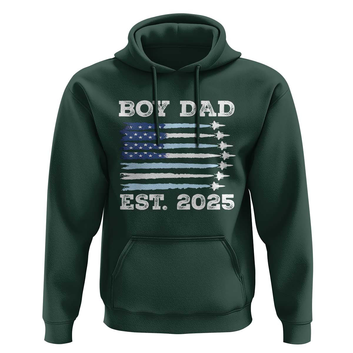Boy Dad Est 2025 Hoodie Newborn Daddy Father Baby Boy Son USA Flag Fighter Jets