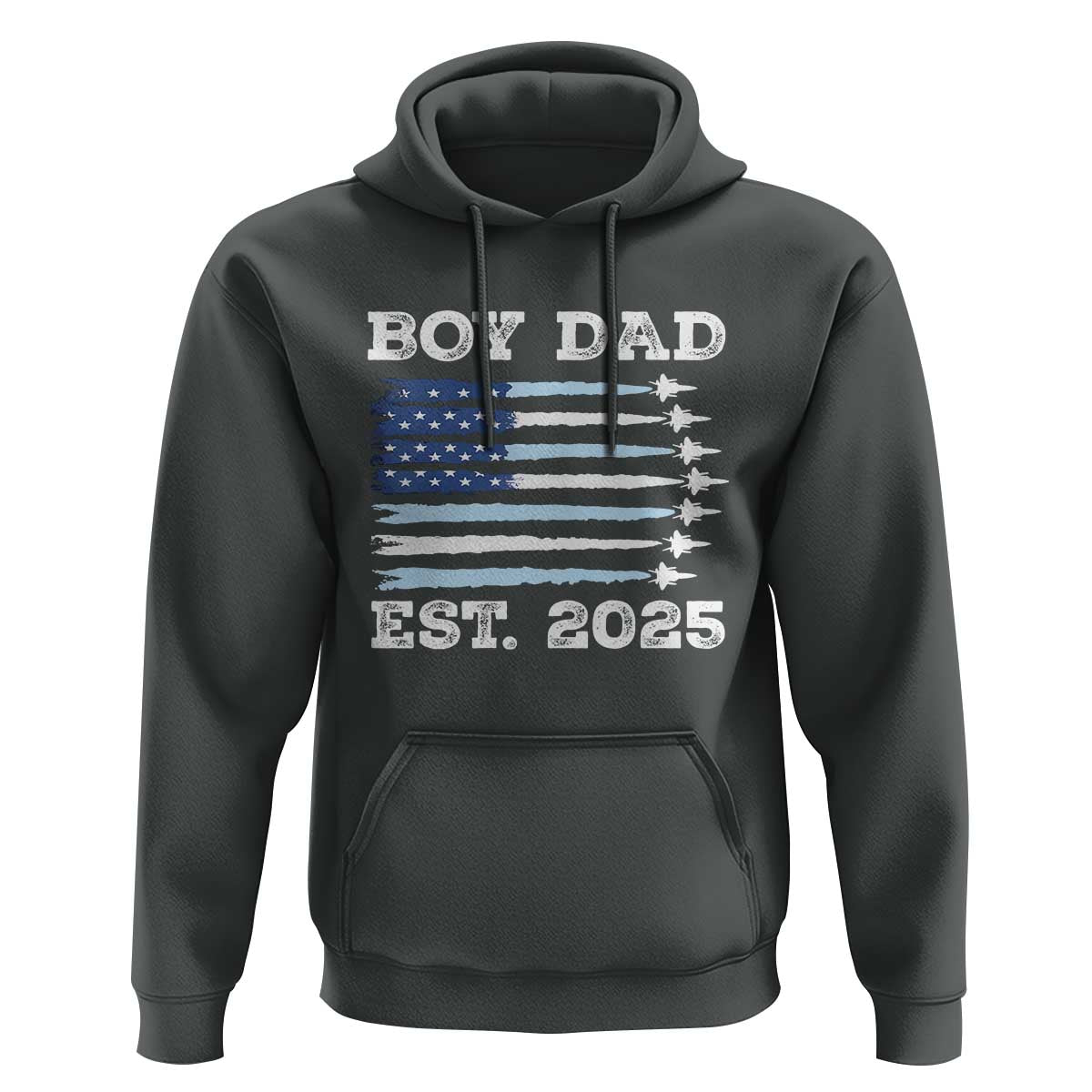 Boy Dad Est 2025 Hoodie Newborn Daddy Father Baby Boy Son USA Flag Fighter Jets