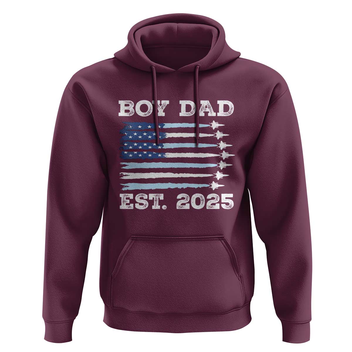 Boy Dad Est 2025 Hoodie Newborn Daddy Father Baby Boy Son USA Flag Fighter Jets