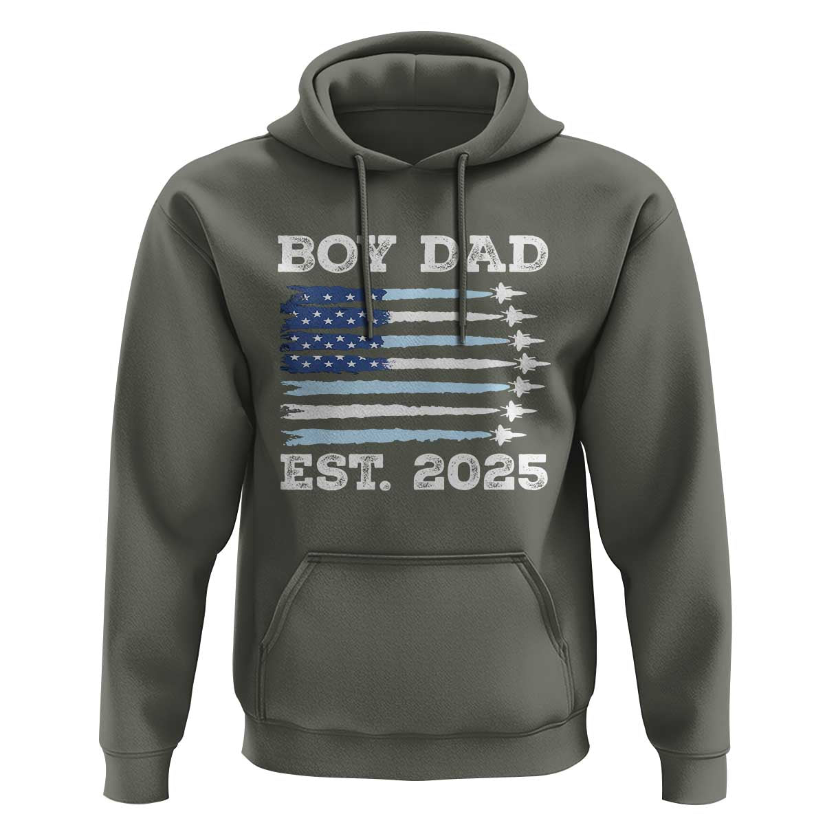 Boy Dad Est 2025 Hoodie Newborn Daddy Father Baby Boy Son USA Flag Fighter Jets