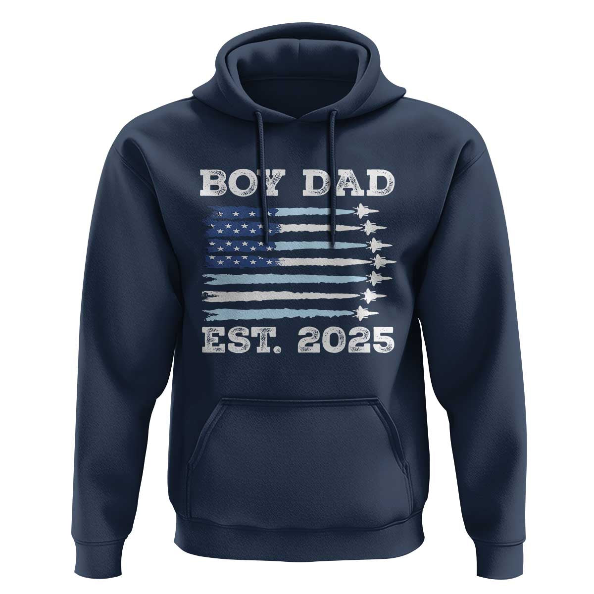 Boy Dad Est 2025 Hoodie Newborn Daddy Father Baby Boy Son USA Flag Fighter Jets