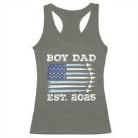 Boy Dad Est 2025 Racerback Tank Top Newborn Daddy Father Baby Boy Son USA Flag Fighter Jets