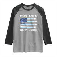 Boy Dad Est 2025 Raglan Shirt Daddy Of Newborn Baby Boy First Fathers Day USA Flag Fighter Jets