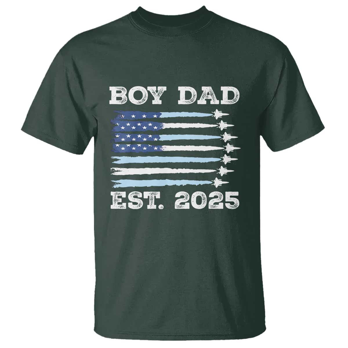 Boy Dad Est 2025 T Shirt Newborn Daddy Father Baby Boy Son USA Flag Fighter Jets