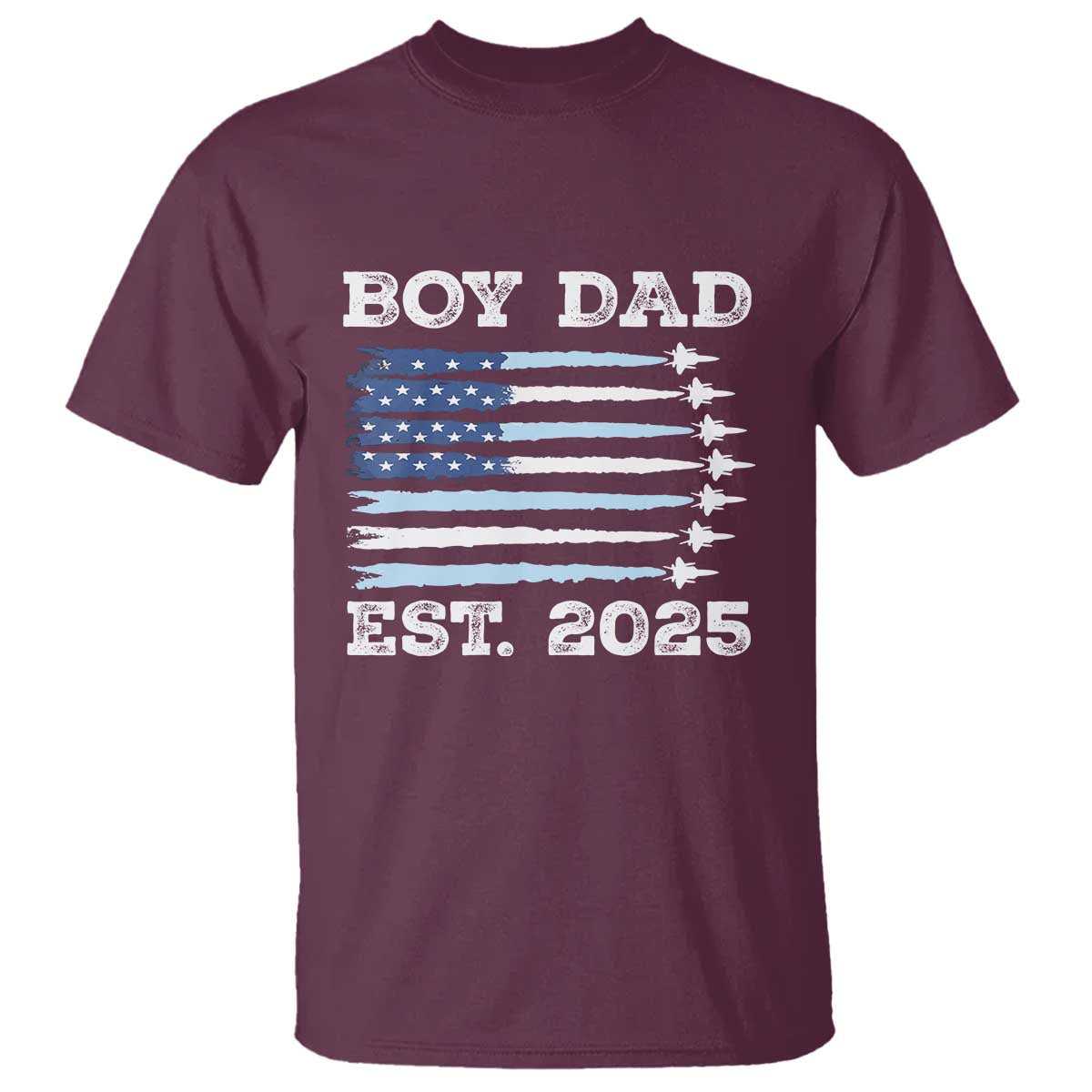 Boy Dad Est 2025 T Shirt Newborn Daddy Father Baby Boy Son USA Flag Fighter Jets