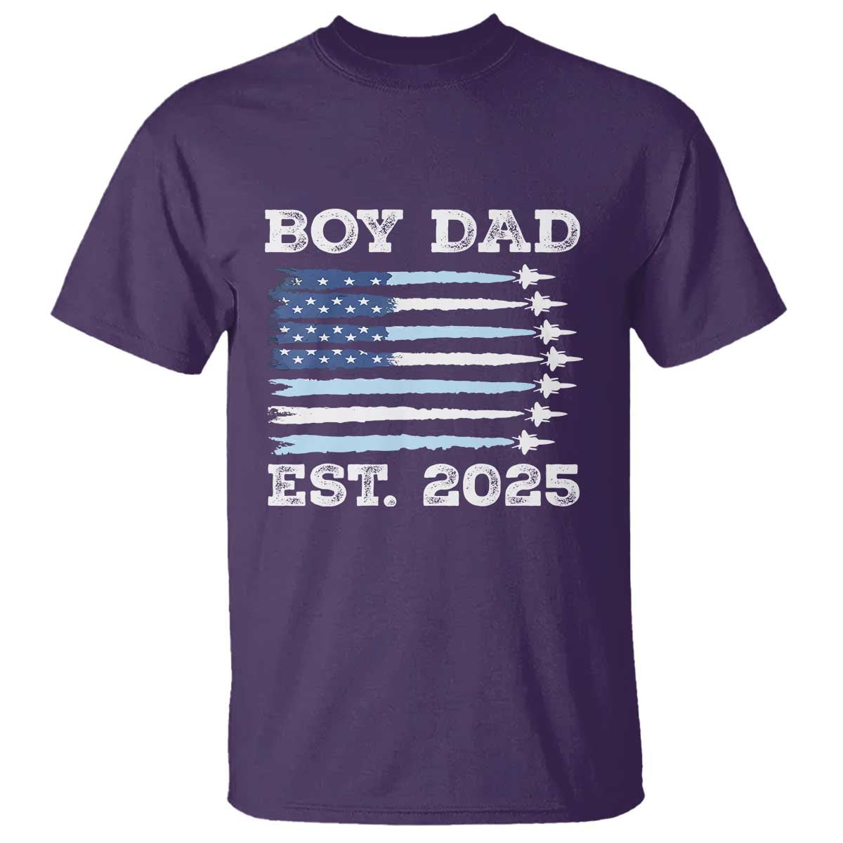 Boy Dad Est 2025 T Shirt Newborn Daddy Father Baby Boy Son USA Flag Fighter Jets