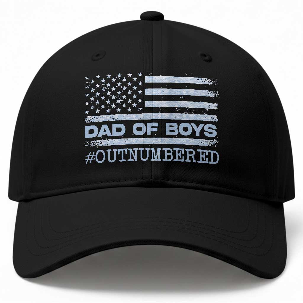 Dad Of Boys Outnumbered Baseball Cap Daddy Of Newborn Baby Boy First Fathers Day Camo American Flag