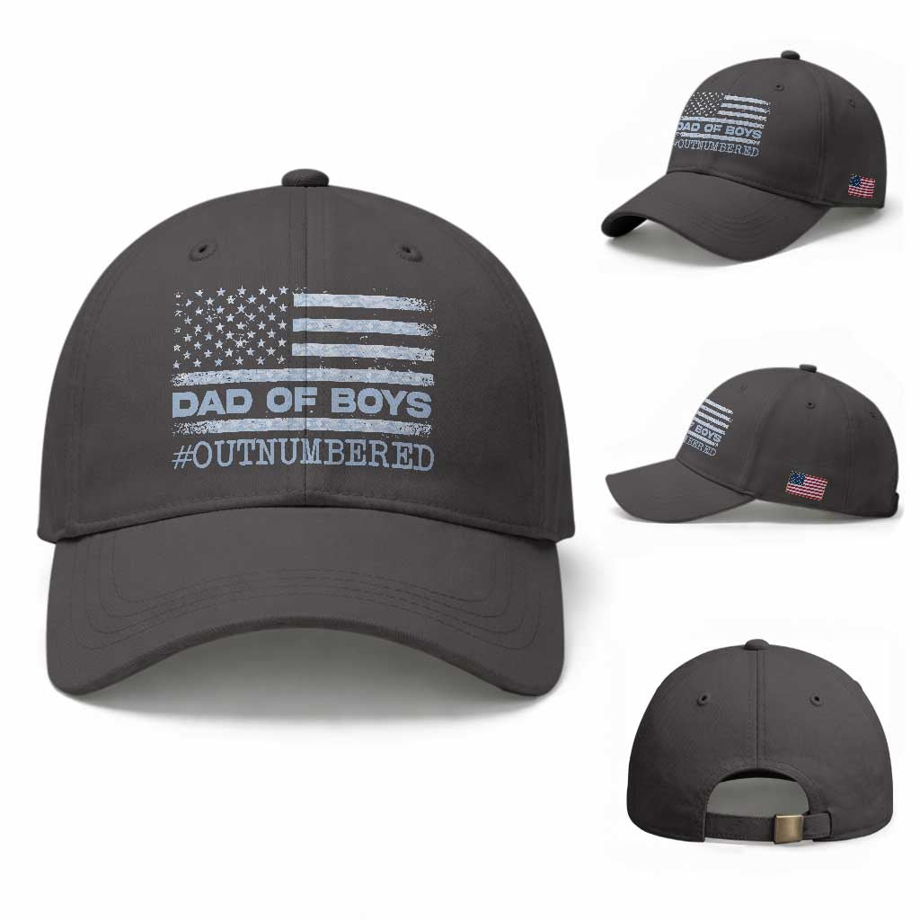 Dad Of Boys Outnumbered Baseball Cap Daddy Of Newborn Baby Boy First Fathers Day Camo American Flag