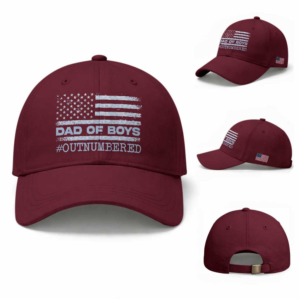 Dad Of Boys Outnumbered Baseball Cap Daddy Of Newborn Baby Boy First Fathers Day Camo American Flag