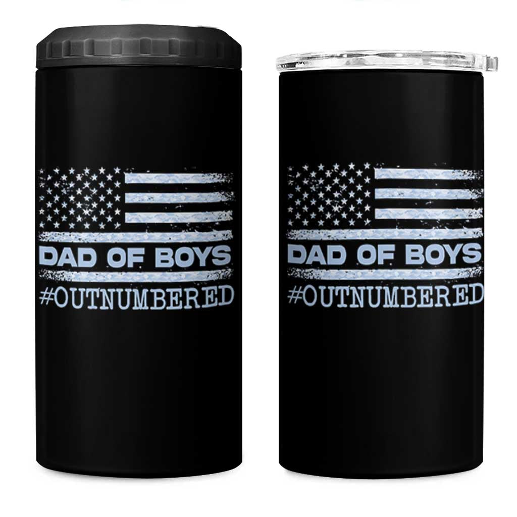 Dad Of Boys Outnumbered 4 in 1 Can Cooler Tumbler Boy Dad Father's Day Daddy Son Camo American Flag