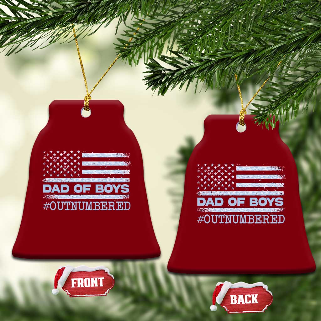 Dad Of Boys Outnumbered Ceramic Ornament Boy Dad Father's Day Daddy Son Camo American Flag - Wonder Print Shop