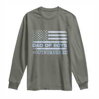 Dad Of Boys Outnumbered Long Sleeve Shirt Boy Dad Father's Day Daddy Son Camo American Flag