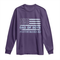 Dad Of Boys Outnumbered Long Sleeve Shirt Boy Dad Father's Day Daddy Son Camo American Flag