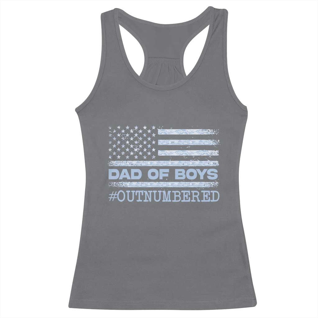 Dad Of Boys Outnumbered Racerback Tank Top Boy Dad Father's Day Daddy Son Camo American Flag