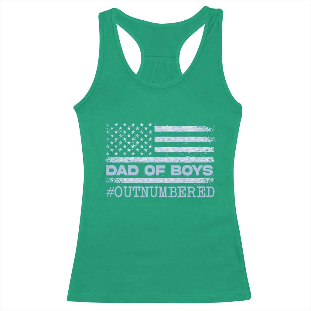 Dad Of Boys Outnumbered Racerback Tank Top Boy Dad Father's Day Daddy Son Camo American Flag
