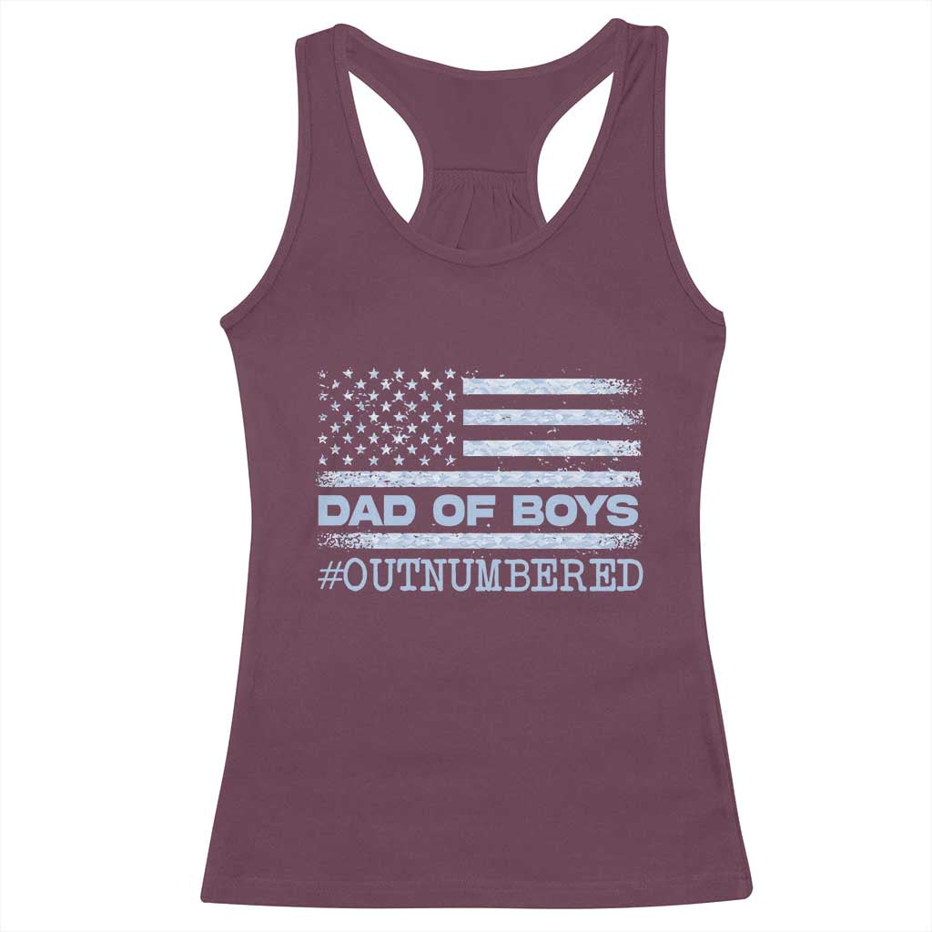 Dad Of Boys Outnumbered Racerback Tank Top Boy Dad Father's Day Daddy Son Camo American Flag
