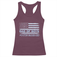 Dad Of Boys Outnumbered Racerback Tank Top Boy Dad Father's Day Daddy Son Camo American Flag