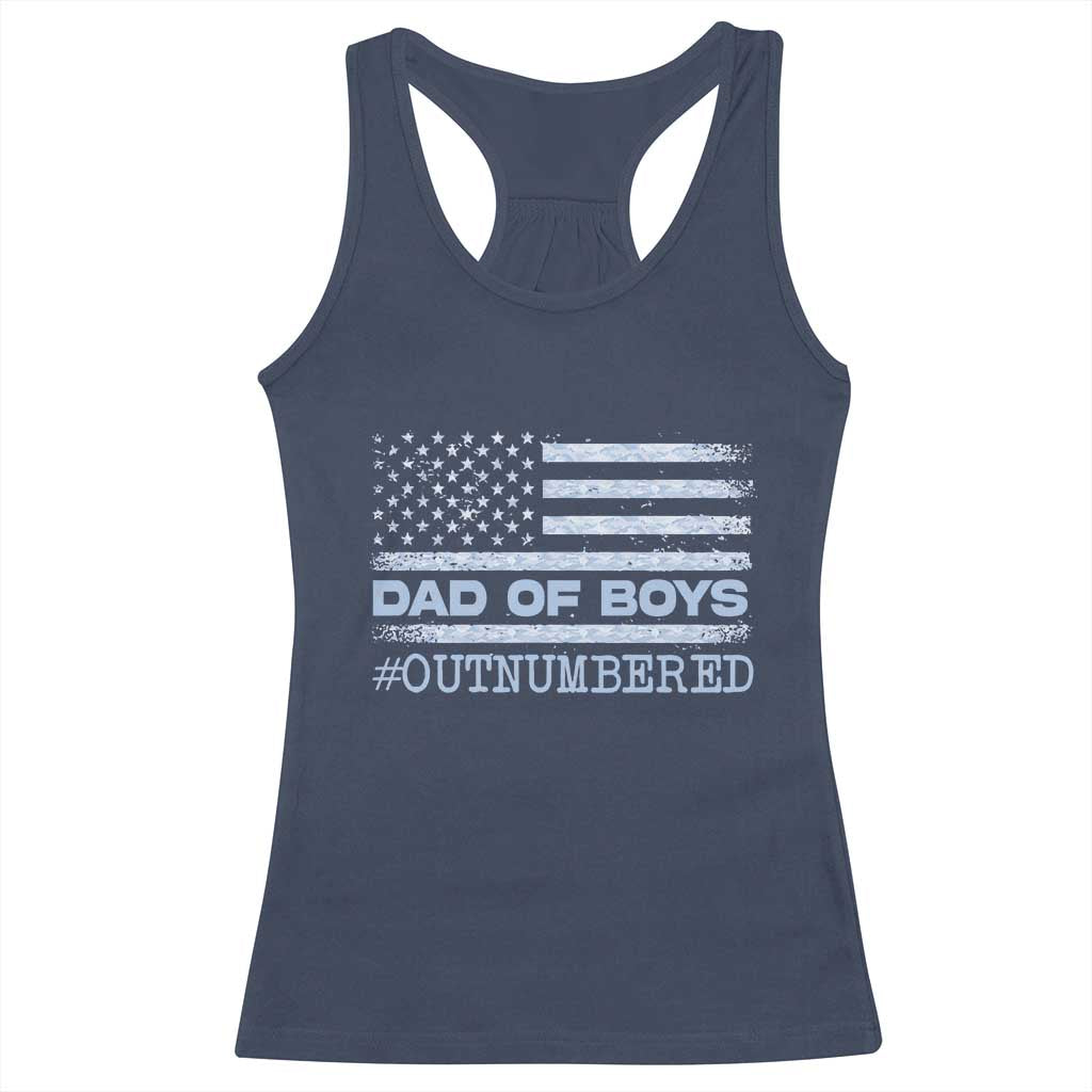Dad Of Boys Outnumbered Racerback Tank Top Boy Dad Father's Day Daddy Son Camo American Flag