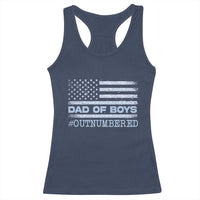 Dad Of Boys Outnumbered Racerback Tank Top Boy Dad Father's Day Daddy Son Camo American Flag