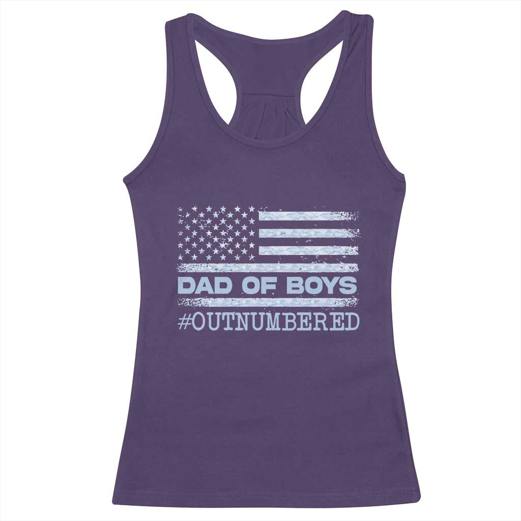 Dad Of Boys Outnumbered Racerback Tank Top Boy Dad Father's Day Daddy Son Camo American Flag