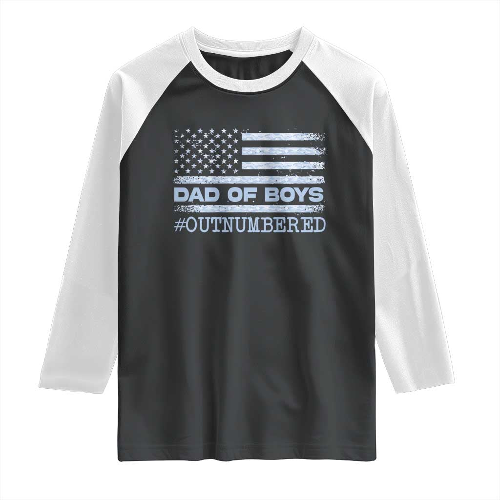 Dad Of Boys Outnumbered Raglan Shirt Daddy Of Newborn Baby Boy First Fathers Day Camo American Flag