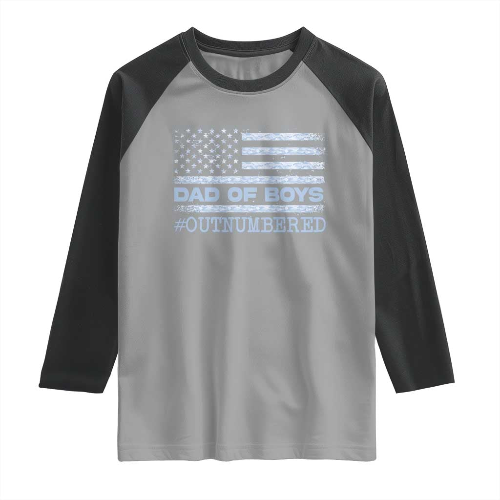 Dad Of Boys Outnumbered Raglan Shirt Daddy Of Newborn Baby Boy First Fathers Day Camo American Flag