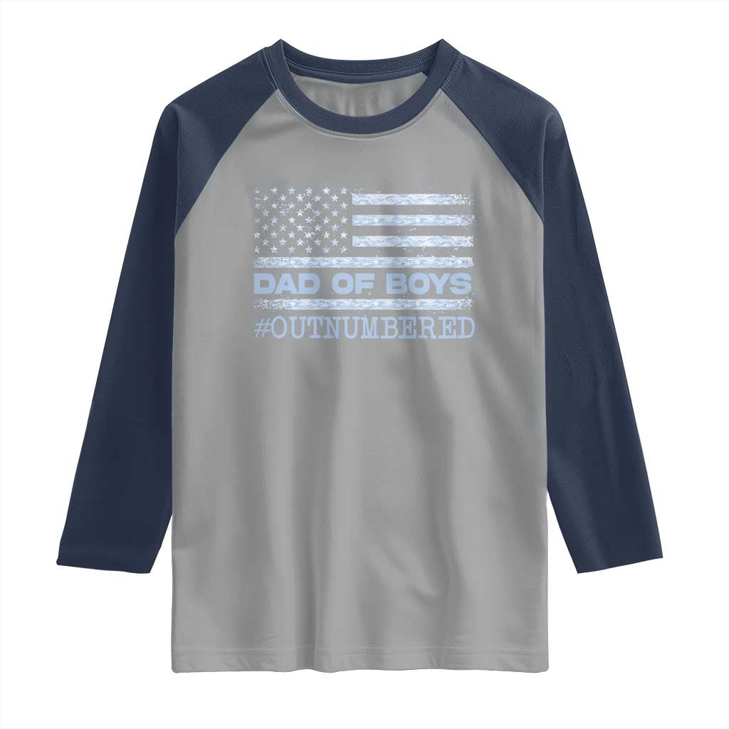 Dad Of Boys Outnumbered Raglan Shirt Daddy Of Newborn Baby Boy First Fathers Day Camo American Flag