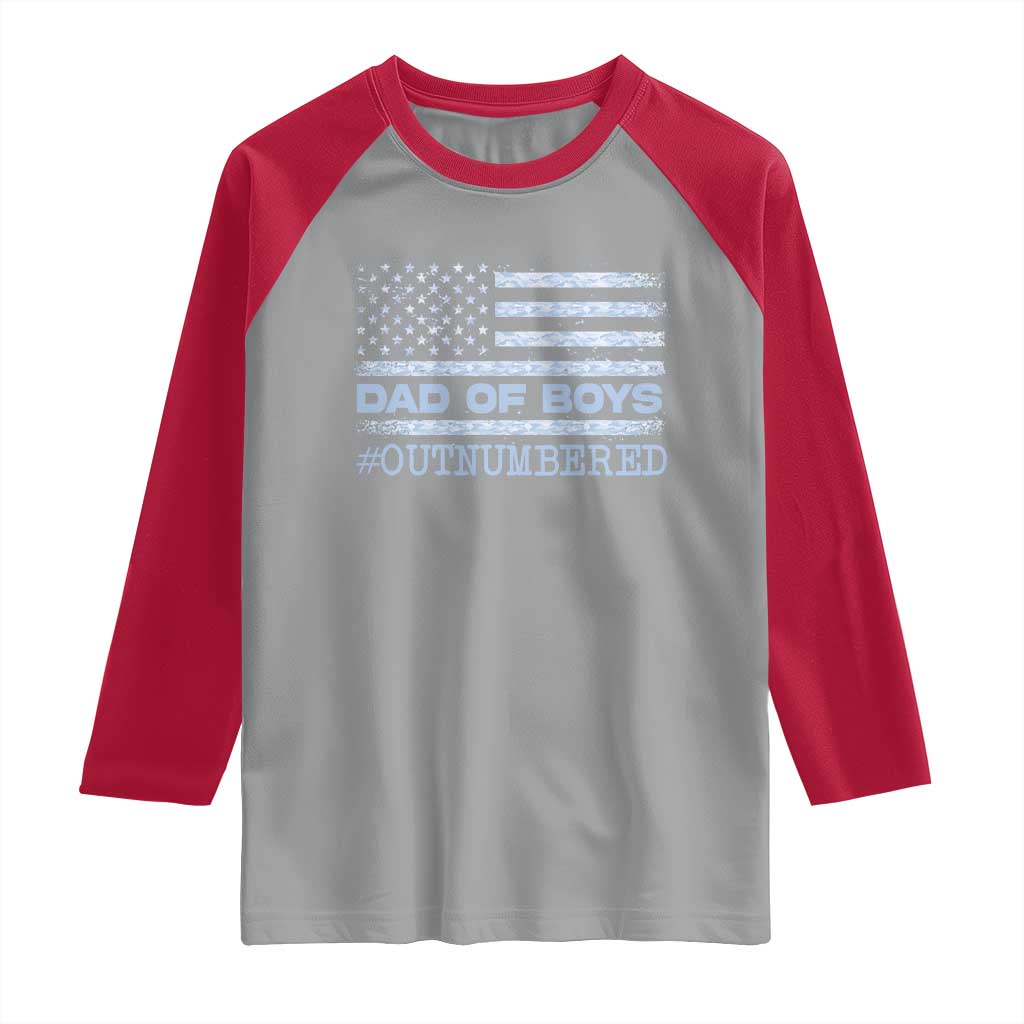 Dad Of Boys Outnumbered Raglan Shirt Daddy Of Newborn Baby Boy First Fathers Day Camo American Flag