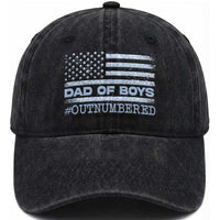 Dad Of Boys Outnumbered Washed Cotton Baseball Cap Daddy Of Newborn Baby Boy First Fathers Day Camo American Flag