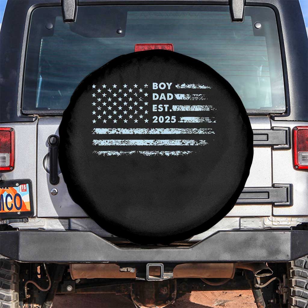 Boy Dad Est 2025 Spare Tire Cover American Flag First Fathers Day