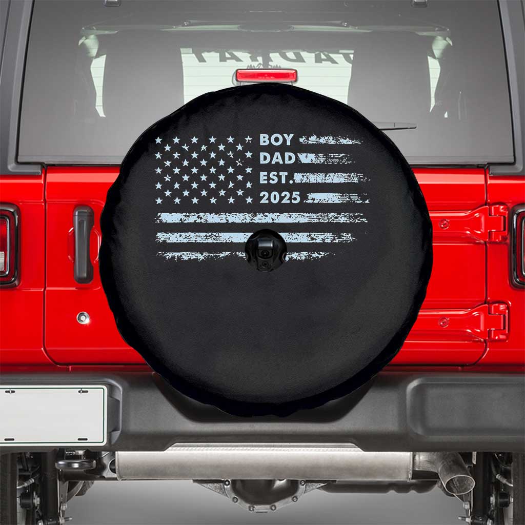 Boy Dad Est 2025 Spare Tire Cover American Flag First Fathers Day