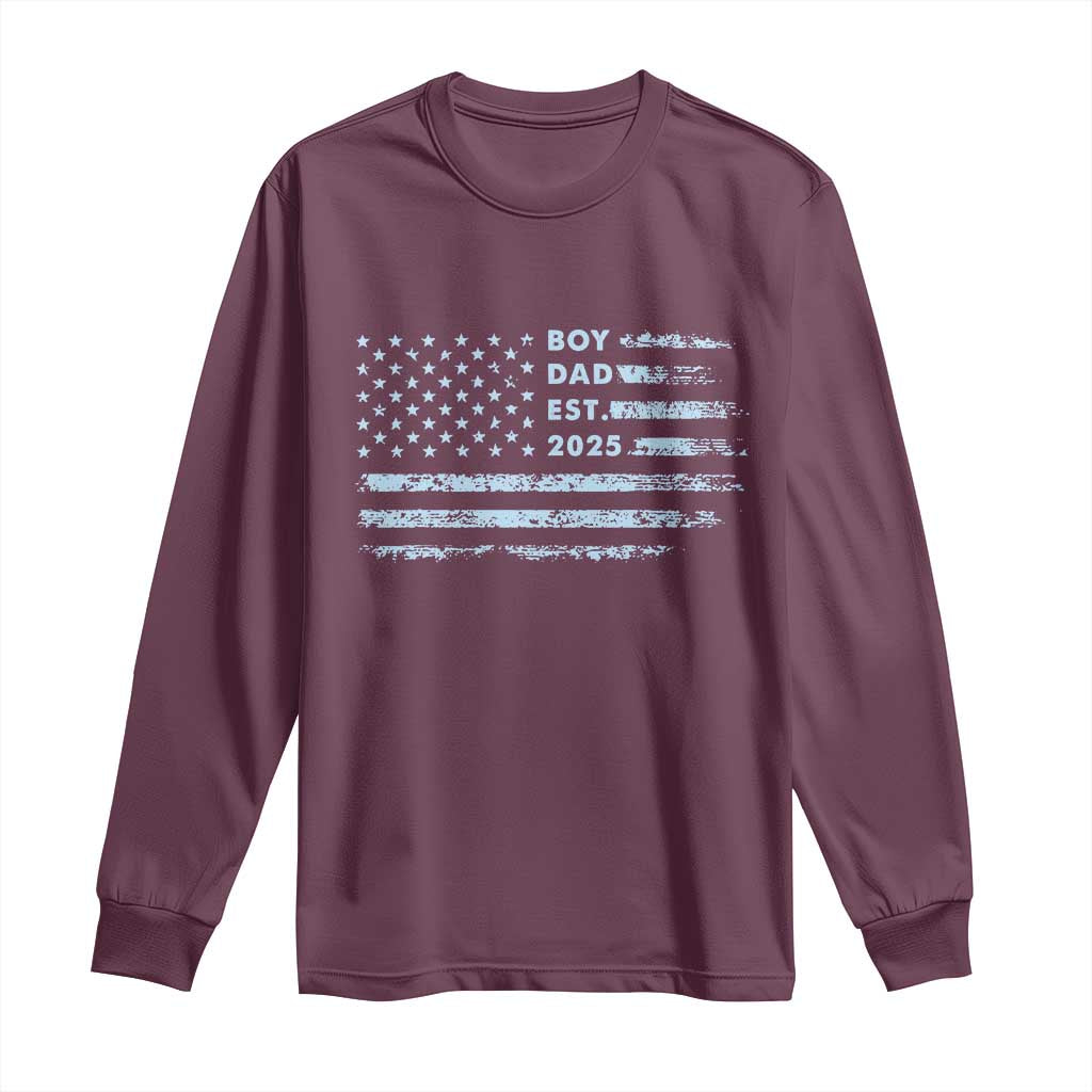 Boy Dad Est 2025 Long Sleeve Shirt American Flag First Fathers Day