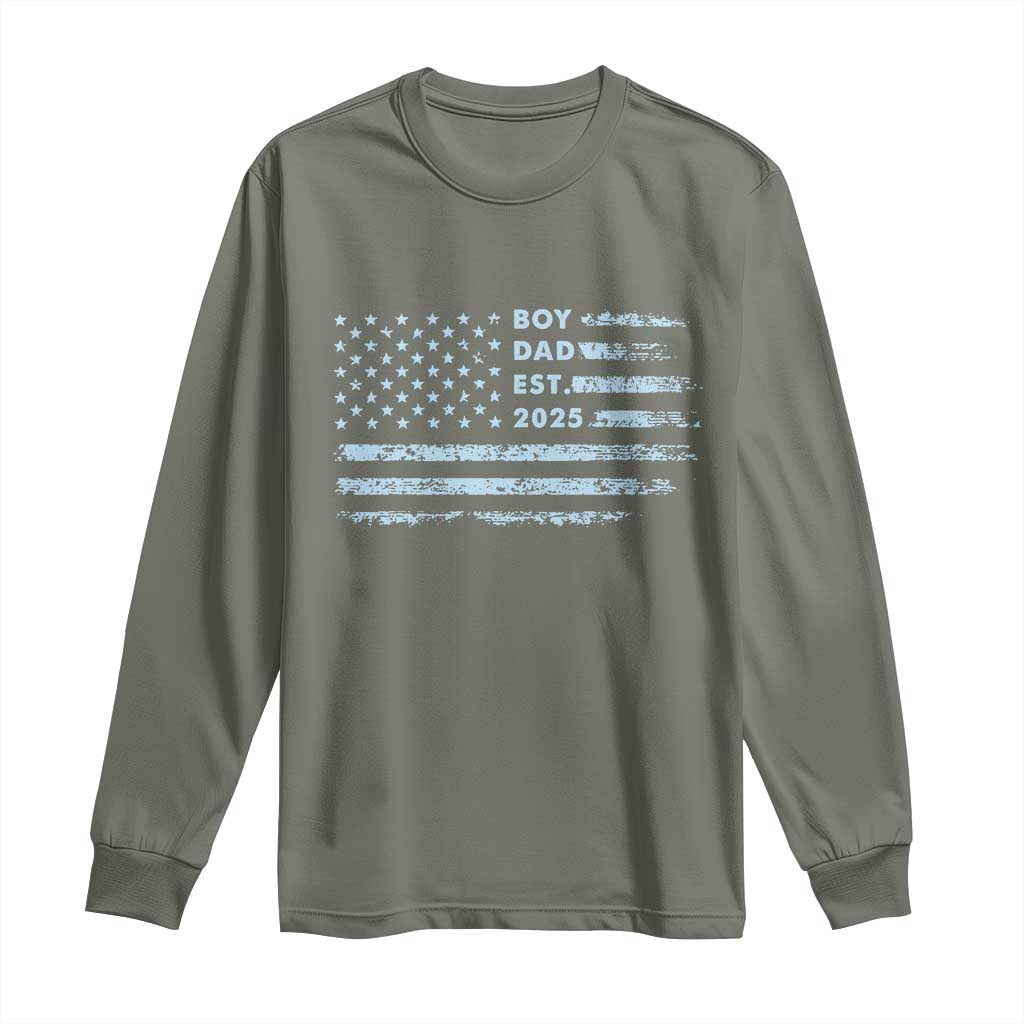 Boy Dad Est 2025 Long Sleeve Shirt American Flag First Fathers Day