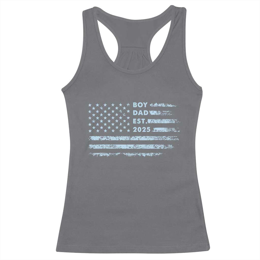 Boy Dad Est 2025 Racerback Tank Top American Flag First Fathers Day