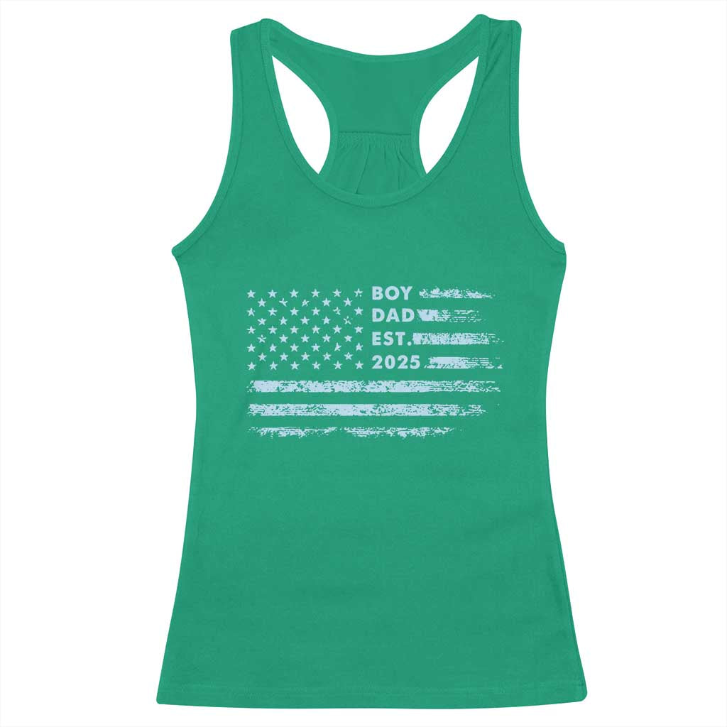 Boy Dad Est 2025 Racerback Tank Top American Flag First Fathers Day