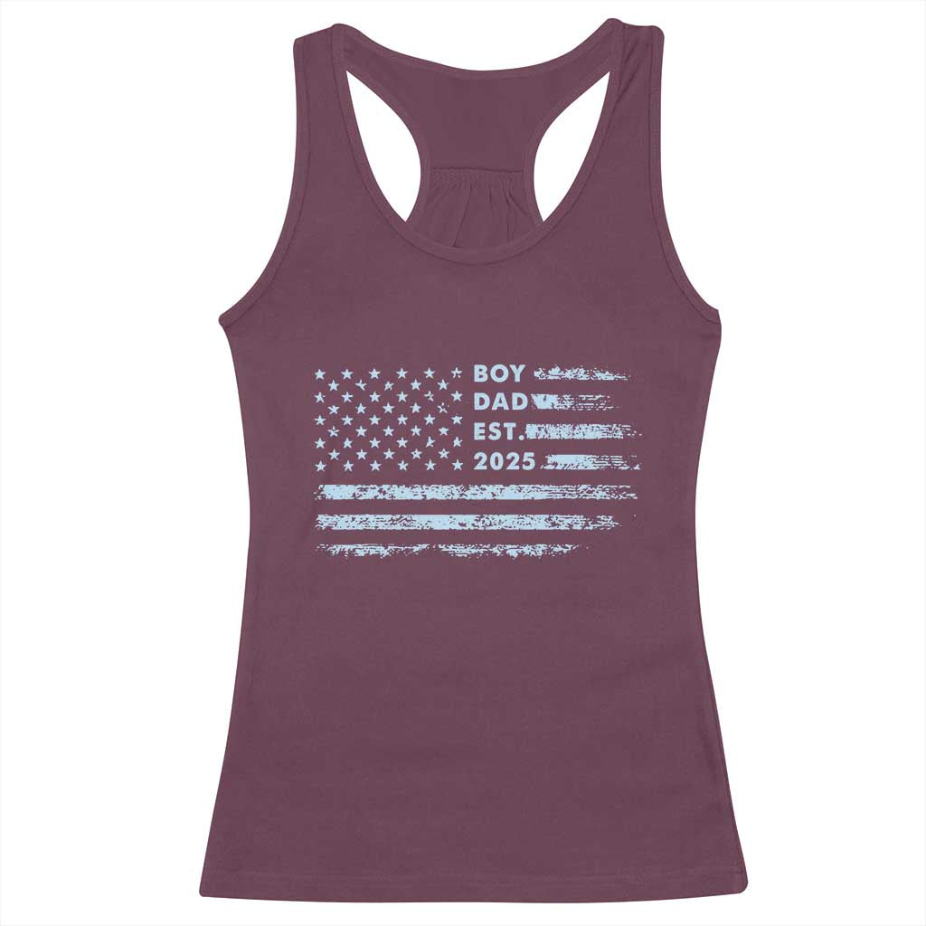 Boy Dad Est 2025 Racerback Tank Top American Flag First Fathers Day