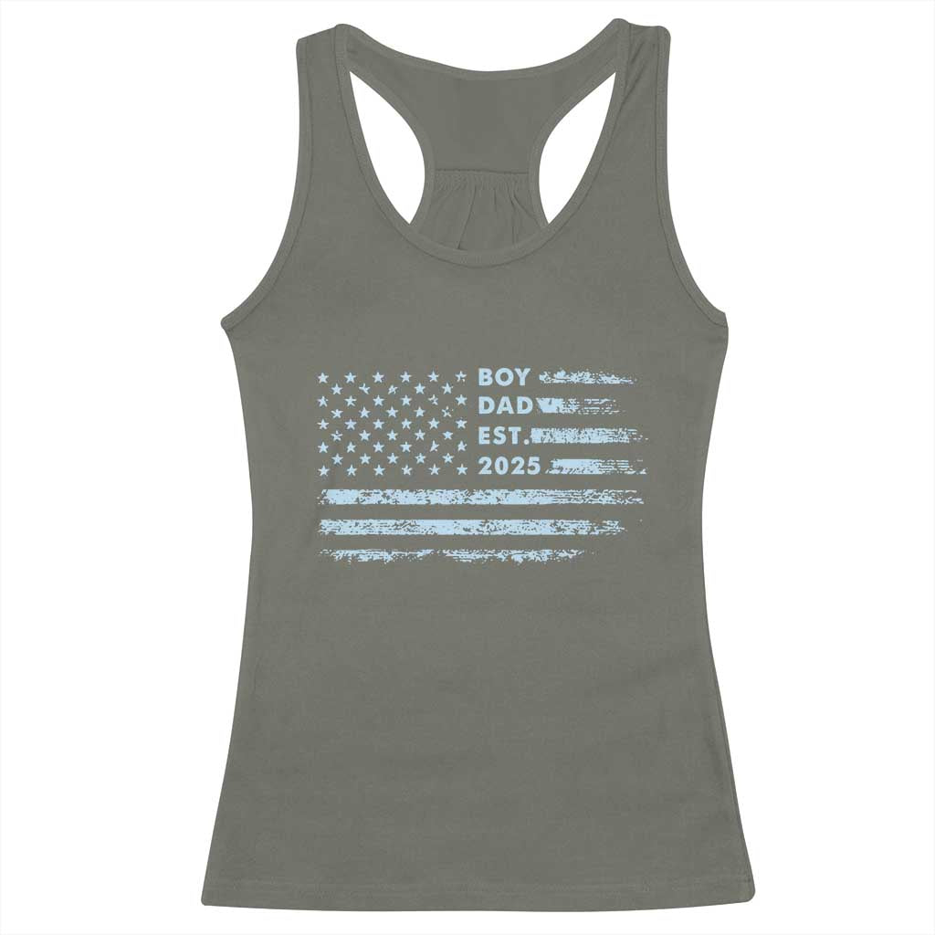 Boy Dad Est 2025 Racerback Tank Top American Flag First Fathers Day