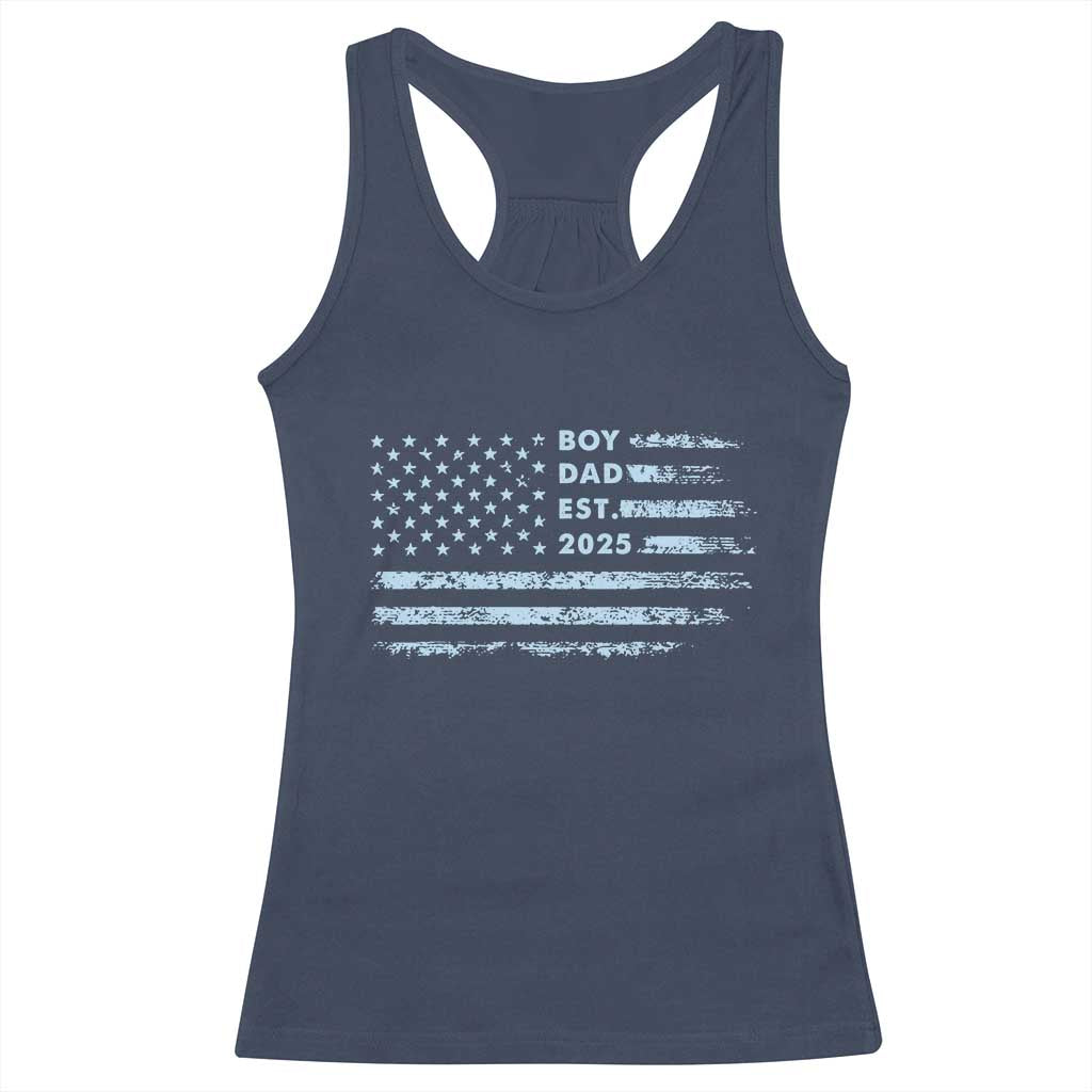 Boy Dad Est 2025 Racerback Tank Top American Flag First Fathers Day