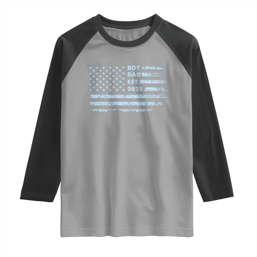 Boy Dad Est 2025 Raglan Shirt American Flag First Fathers Day