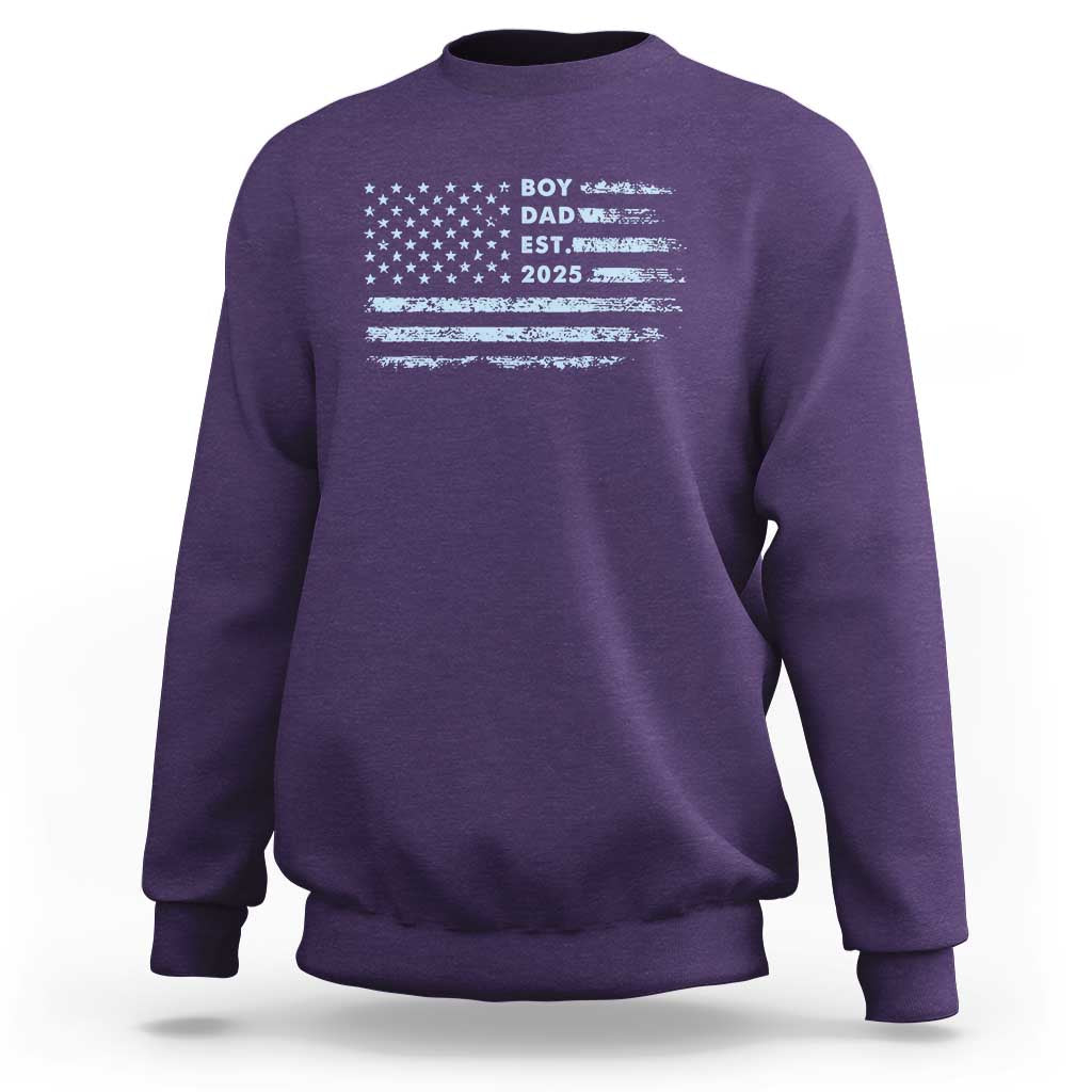 Boy Dad Est 2025 Sweatshirt American Flag First Fathers Day