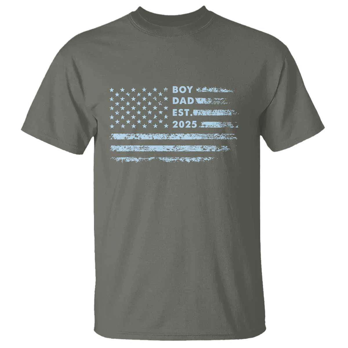 Boy Dad Est 2025 T Shirt American Flag First Fathers Day
