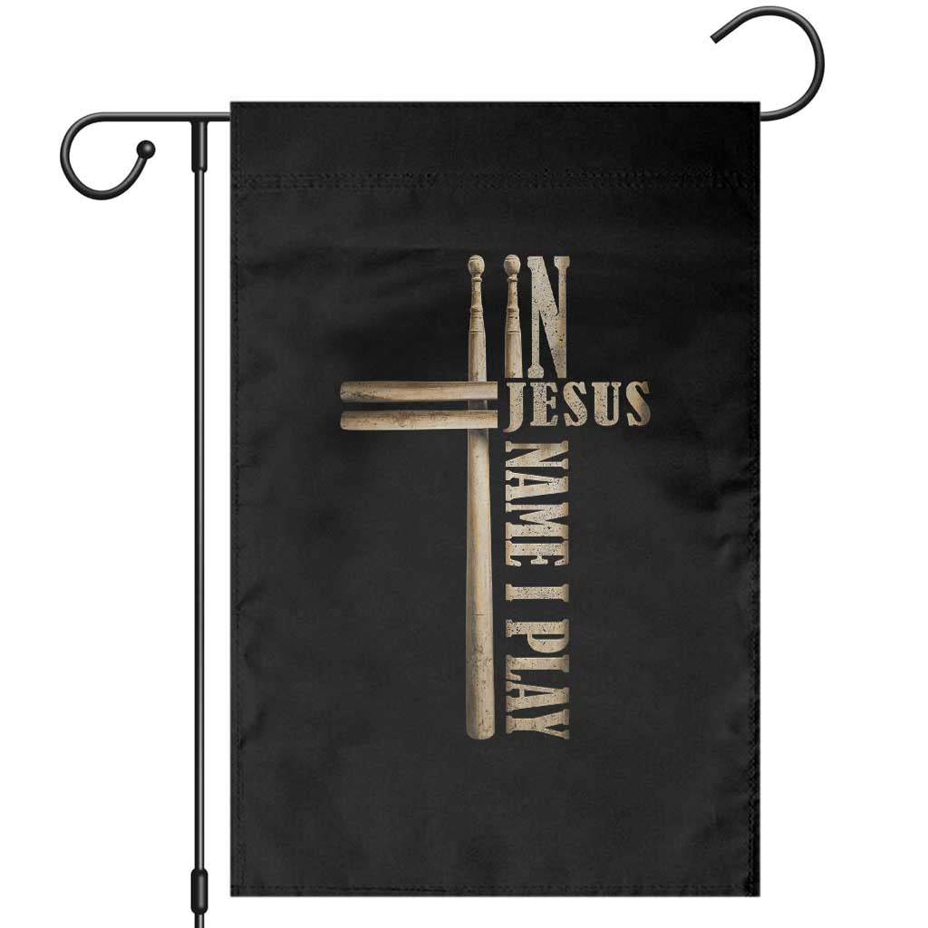 Christian Drummer Garden Flag In Jesus Name I Play Drumstick Cross Drums Percussionist