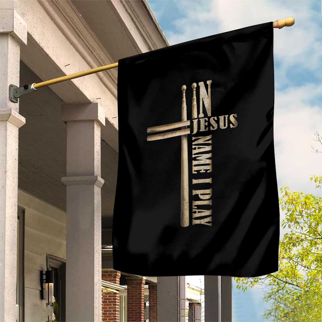 Christian Drummer Garden Flag In Jesus Name I Play Drumstick Cross Drums Percussionist