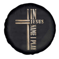Christian Drummer Spare Tire Cover In Jesus Name I Play Drumstick Cross Drums Percussionist
