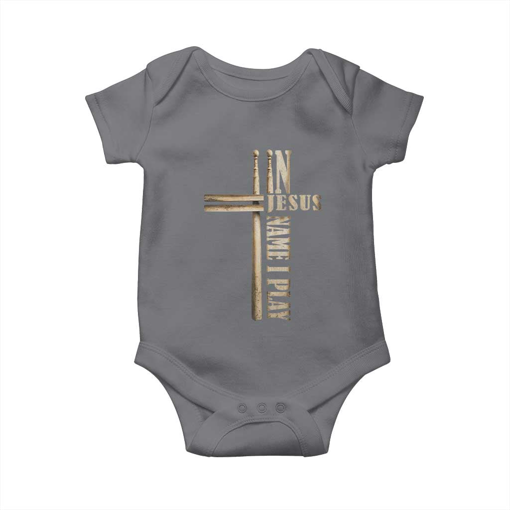 Christian Drummer Baby Onesie In Jesus Name I Play Drumstick Cross Drums Percussionist