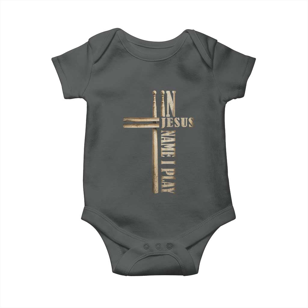 Christian Drummer Baby Onesie In Jesus Name I Play Drumstick Cross Drums Percussionist