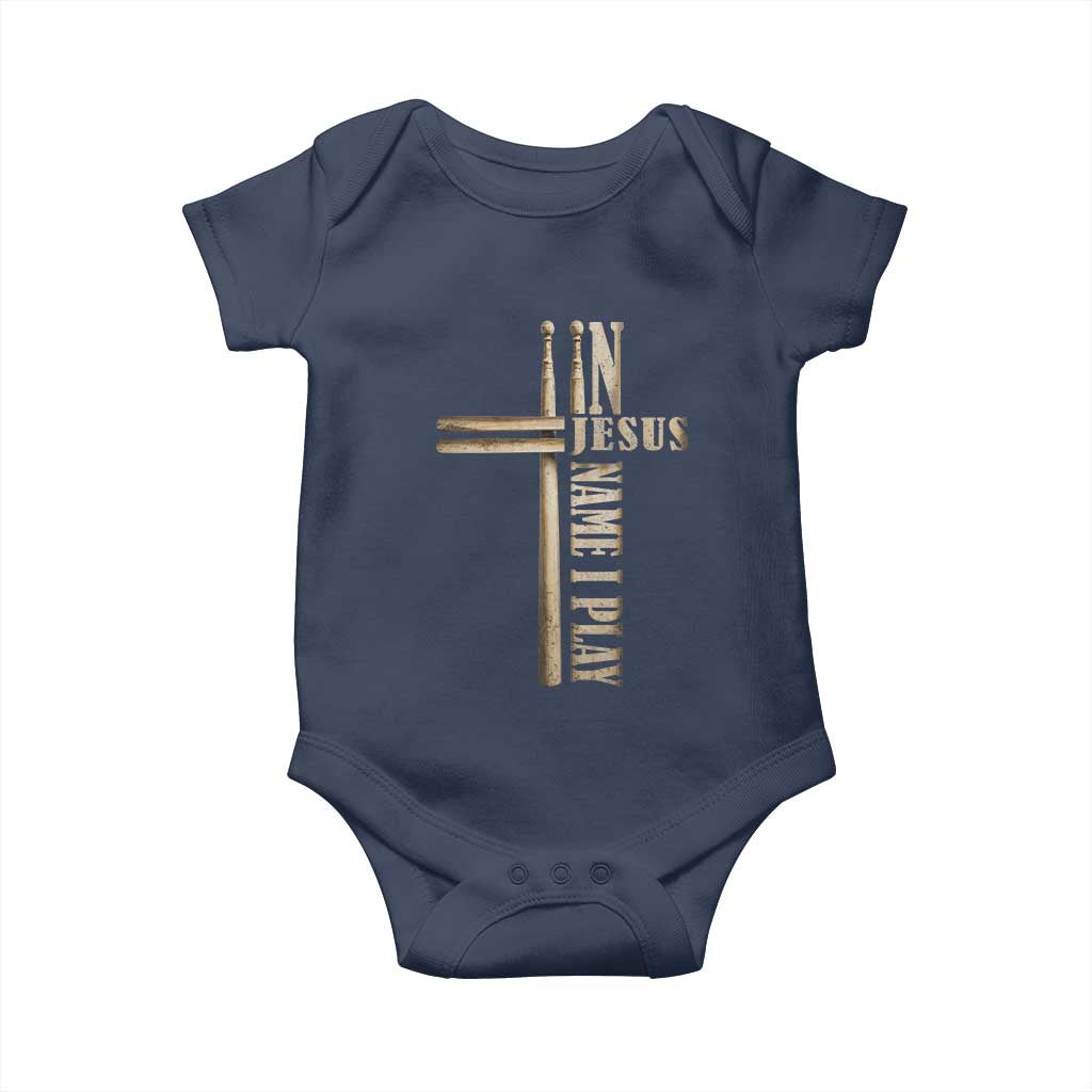 Christian Drummer Baby Onesie In Jesus Name I Play Drumstick Cross Drums Percussionist