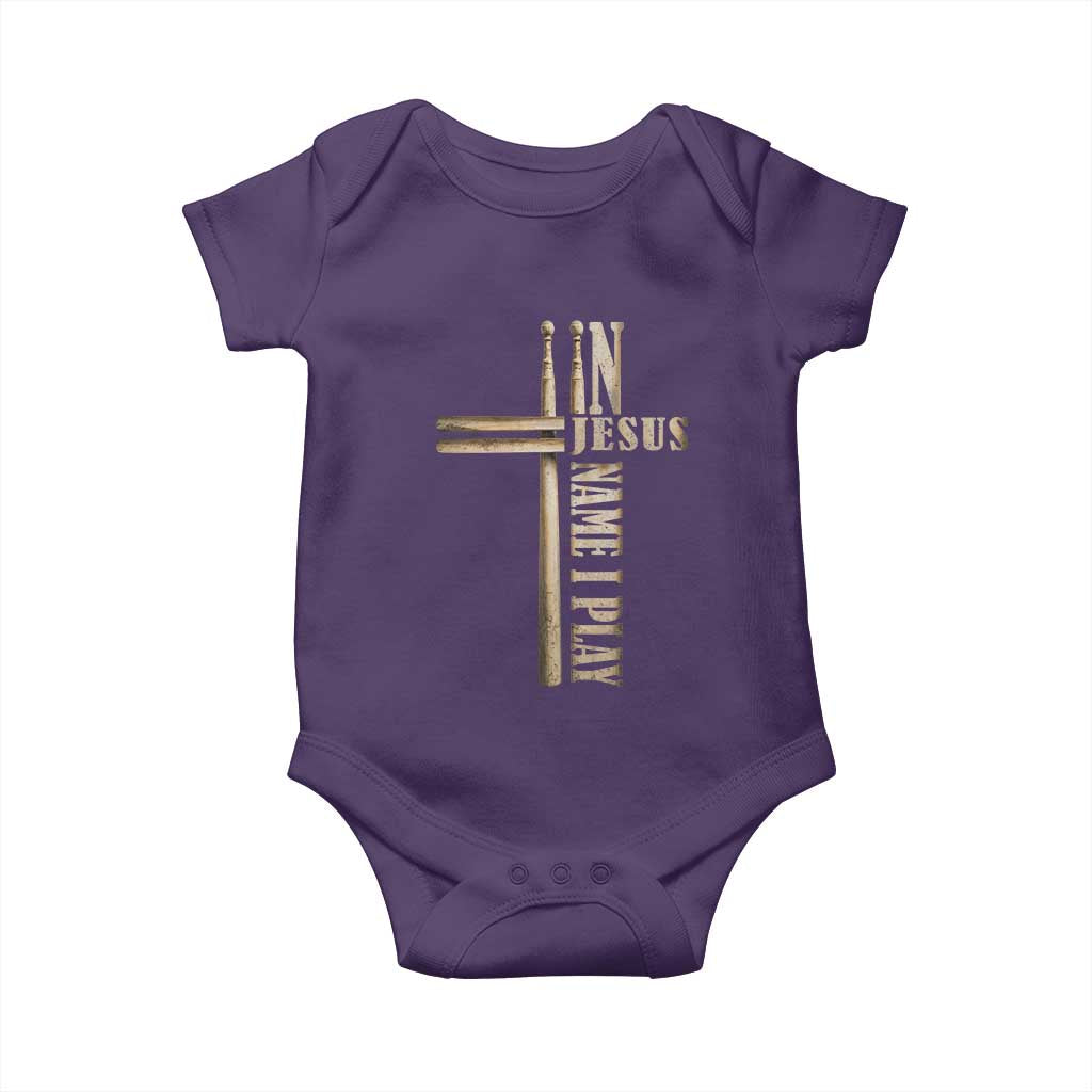 Christian Drummer Baby Onesie In Jesus Name I Play Drumstick Cross Drums Percussionist